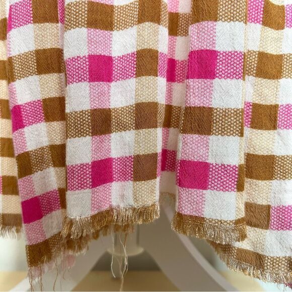Free People Diana Convertible Dress Skirt M Pink Brown Check Gingham Cottagecore - Picture 5 of 13